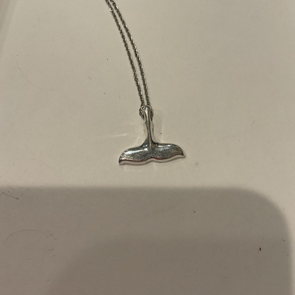 Silver Whale Tail Pendant Necklace - Picture 2 of 4